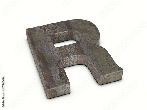 Rusty metal letter R