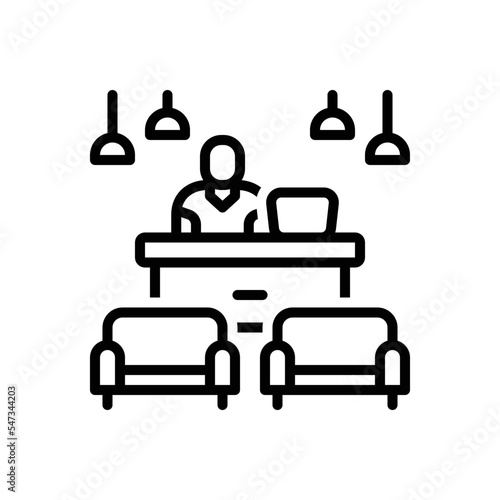 Black line icon for lobby