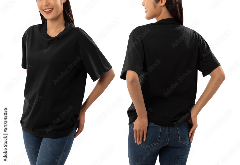 Latina Woman Mockup Black T Shirt