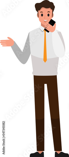 cartoon business man wearing white shirt character set ,Vector illustration 