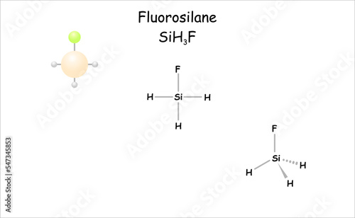 Stylized molecule model/structural formula of fluorosilane.