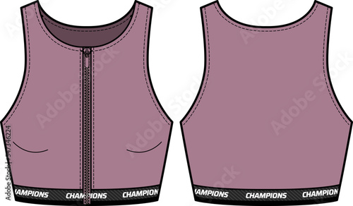 Women Sports bra top active sports Jersey design flat sketch fashion Illustration suitable for girls and Ladies, Vest for Swim, yoga, gym, running and sports activity
