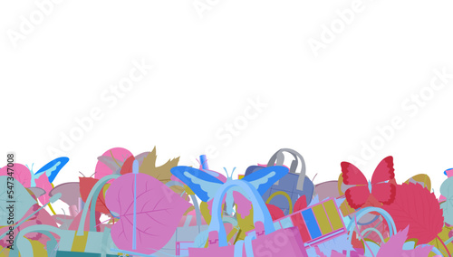 Background pattern abstract design texture. Horizontal seamless stripe. Border frame, transparent background. Theme is about vector, colorful, shopping, exotic, nail polish, businesswoman
