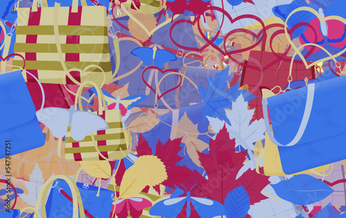 Background pattern abstract design texture. Seamless. Theme is about accessories, drawing, love, women, tropical, botany, lady, Red Admiral, repeat, apple, greenery, girl, flora, art, everyday
