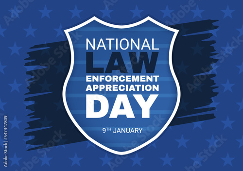 National Law Enforcement Appreciation Day or LEAD on January 9th to Thank and Show Support in Flat Cartoon Hand Drawn Templates Illustration
