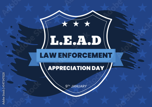 National Law Enforcement Appreciation Day or LEAD on January 9th to Thank and Show Support in Flat Cartoon Hand Drawn Templates Illustration