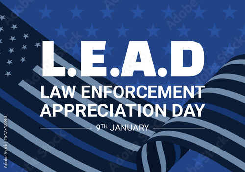 National Law Enforcement Appreciation Day or LEAD on January 9th to Thank and Show Support in Flat Cartoon Hand Drawn Templates Illustration