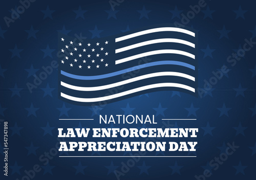 National Law Enforcement Appreciation Day or LEAD on January 9th to Thank and Show Support in Flat Cartoon Hand Drawn Templates Illustration