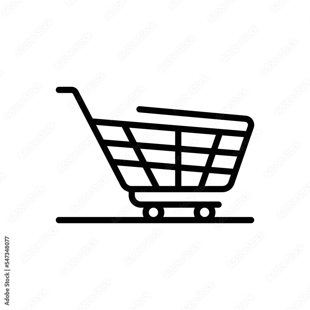 Black line icon for cart 