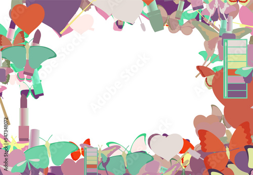 Background pattern abstract design texture. Border frame, transparent background. Theme is about Monarch, exotic, makeup, Pipevine, repeat, silhouette, salon, love, maquillage, delicate
