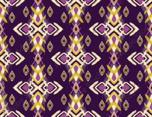 Colorful ethnic pattern. Illustration colorful ethnic aztec boho ikat style seamless pattern background. Ethnic Navajo surface pattern for fabric, textile, home decoration elements, upholstery, wrap.