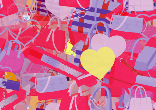 Background pattern abstract design texture. Seamless. Theme is about clip, handbag, accounting, romance, accessories, girl, Laptop Backpack, content, business, bureaucracy, women, elegance