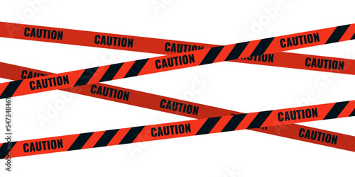 Caution tape. Caution red warning lines isolated on white. Vector illustration