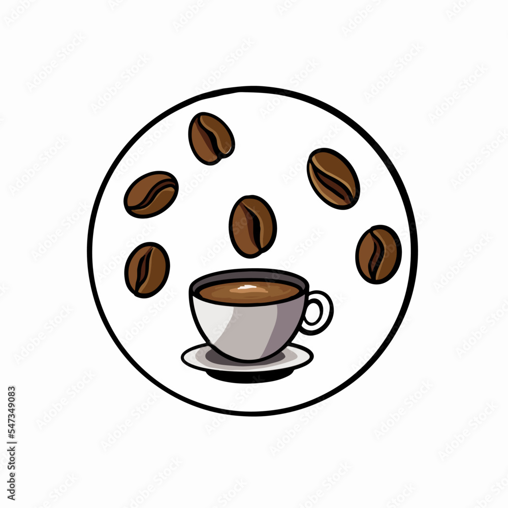 Obraz premium cup of coffee with beans vector