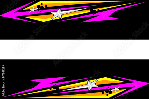 vector racing background design with unique patterns and bright color combinations, as well as circle and star effects