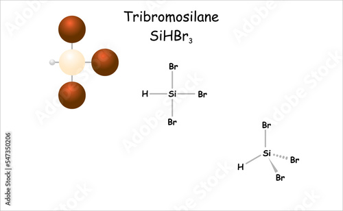 Stylized molecule model/structural formula of tribromosilane.