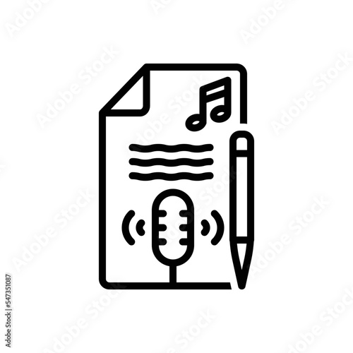 Black line icon for transcription 