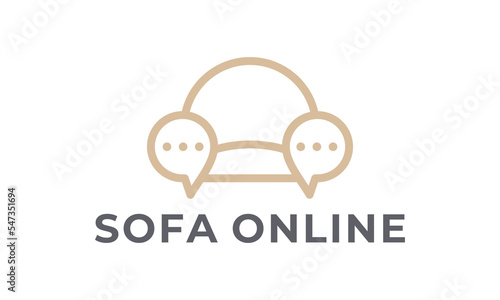 online furniture logo chair and chat logo style,interior ,furnishing design template.