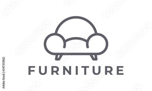 furniture logo design, luxury interior design symbol, line style sofa chair icon vector.