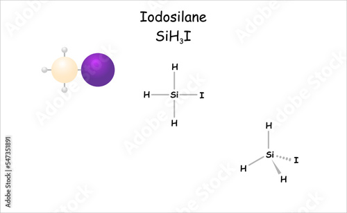 Stylized molecule model/structural formula of iodosilane.