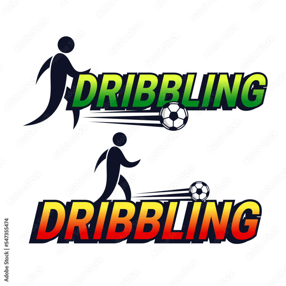 Dribbling text with ball vector design collection