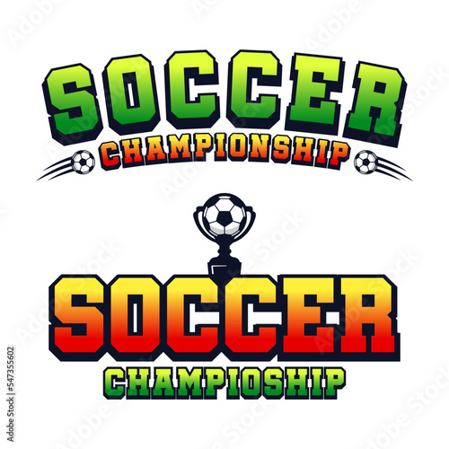 Obraz na płótnie Soccer champioship text with ball and trophy design collection w salonie