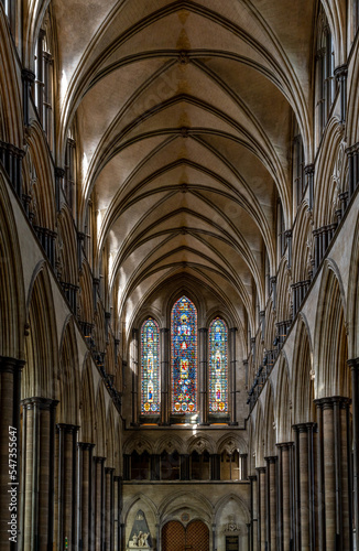 view of the side nave in the historic Salisbury Cathedral