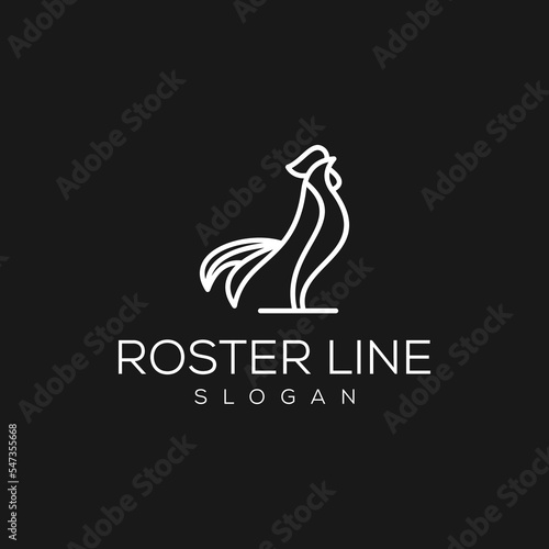 Silhouette Of Rooster Chicken Isolated Logo Template Fototapet