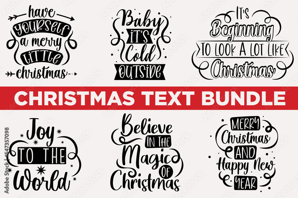 Merry Christmas lettering bundle design for t-shirt, mugs etc.