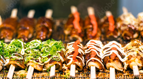 Canvas Print Traditional Japanese street food in Tokyo city, Japan .