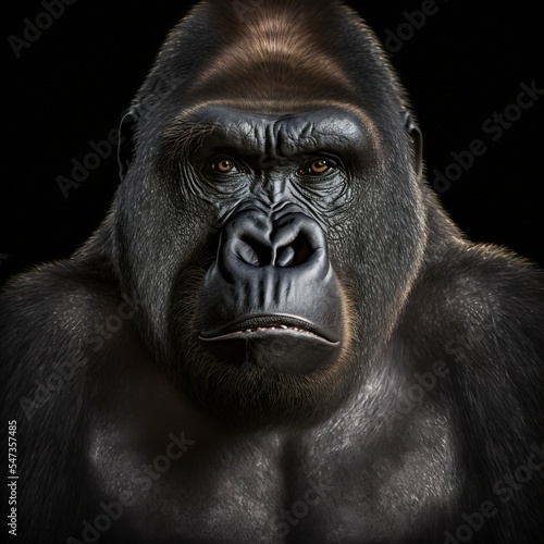 Gorilla isoliert auf schwarzem Hintergrund 3D Rendering
