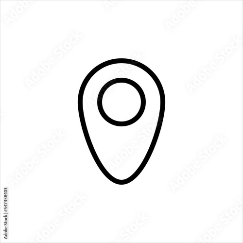 Pixel perfect black thin line icon of a round map pin location. Editable stroke vector 64x64 pixels. Scale 5000% preview. Navigation concept. GPS sign. Map pointer symbol. Outline linear pictogram