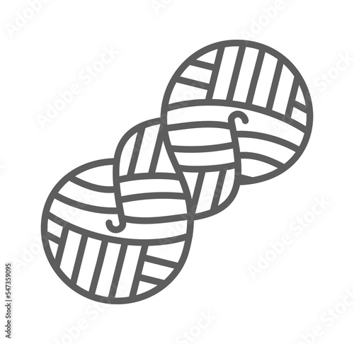 Yarn woolen, cashmere or acrylic ball for knitting hobby. Wool thead skein icon for hand made shop