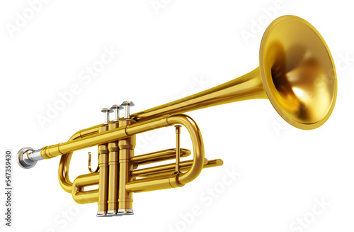 Brass trombone on transparent background. photo