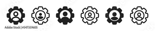 Login icon. Profile setting symbol set. Man in gear icon set. Vector illustration.