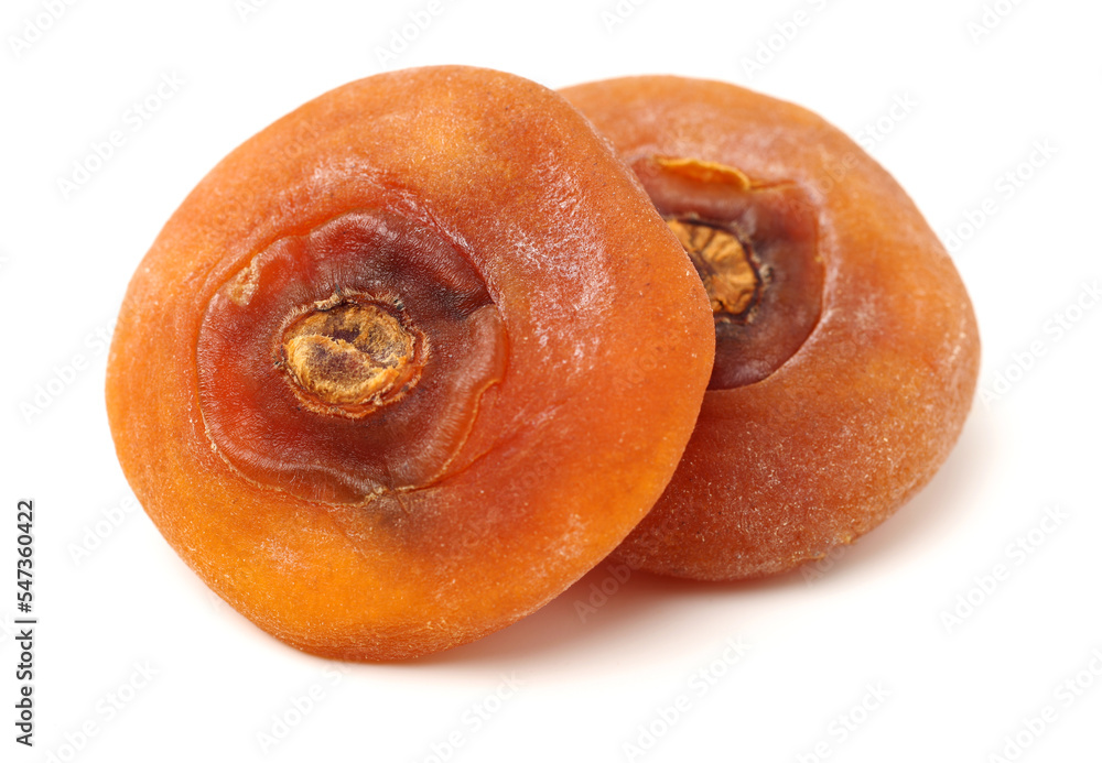 dried persimmon on white background dried persimmon on white background