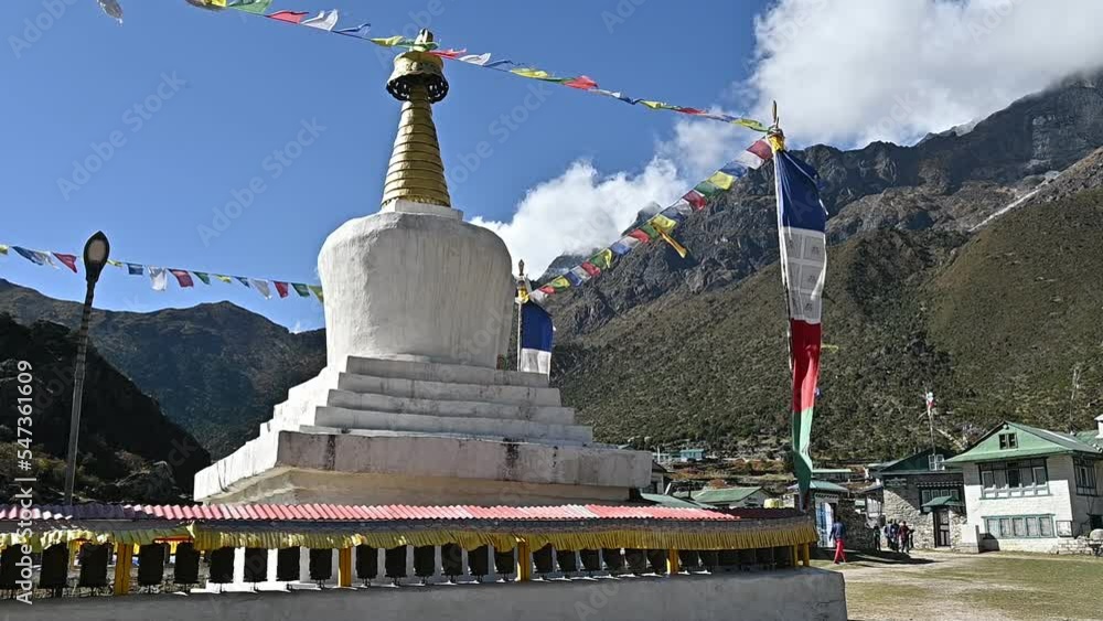White stupa in Khumjung village the largest Sherpa village in Khumbu