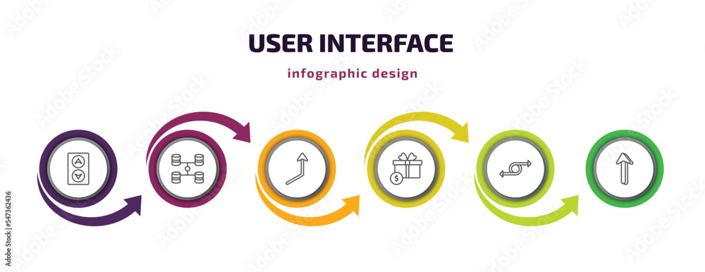 user interface infographic template with icons and 6 step or option. user interface icons such as elevator arrows, data interconnected, right up arrow, incentive, move content, 3d up arrow vector. user interface infographic template with icons and 6 step or option. user interface icons such as elevator arrows, data interconnected, right up arrow, incentive, move content, 3d up arrow vector.