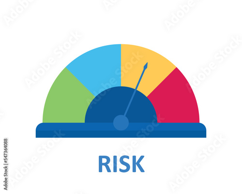 risk assessment concept icon with bar gauge speedometer with modern flat style