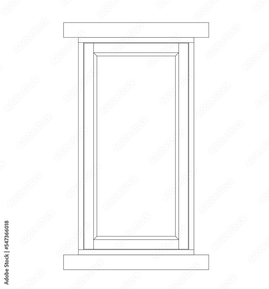 Architectural image elevation of 2D modern house windows. Image produced using CAD in black and white. Usually this type of window frame is made of aluminum. Architectural image elevation of 2D modern house windows. Image produced using CAD in black and white. Usually this type of window frame is made of aluminum.