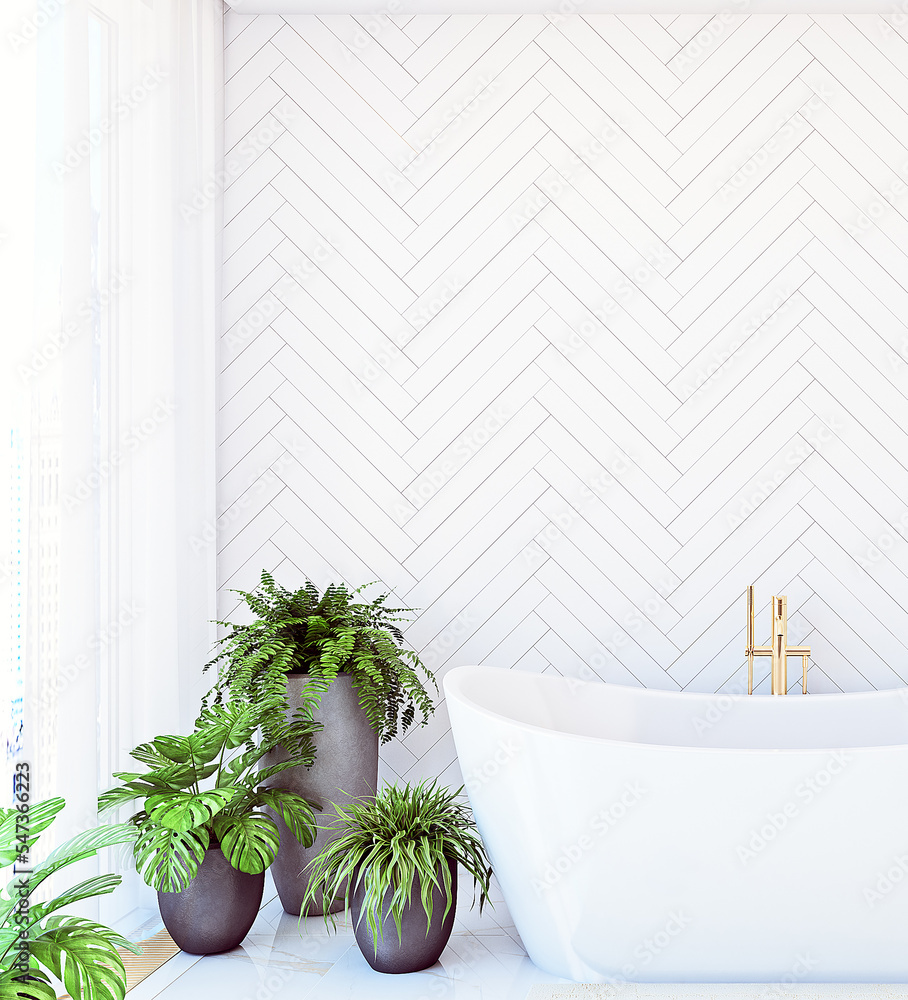 bathroom with flowers background interior Stock Illustration | Adobe Stock