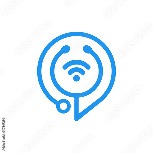 chat stethoscope logo design vector sign