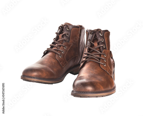 casual men's shoes with brown color isolated on transparent background