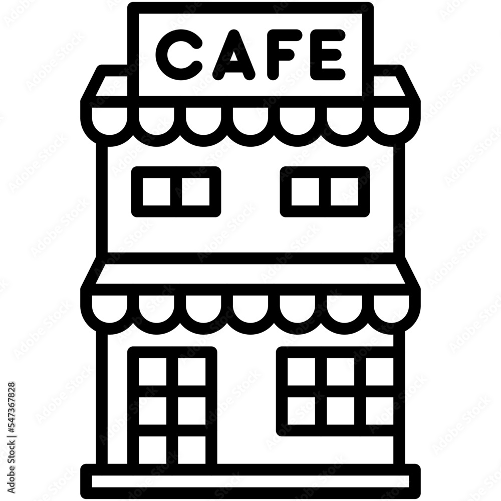 Coffeehouse, coffee shop or cafe icon Coffeehouse, coffee shop or cafe icon