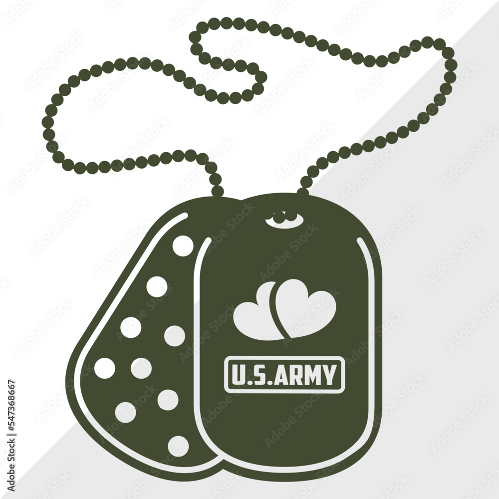 US Army Dog Tags Logo SVG Cut File, Army Solider Svg, United States Army Svg, Military Dog Tags