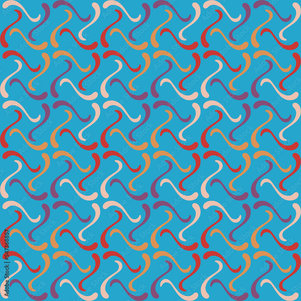 Seamless tile pattern in traditional style. Simple abstract spiral shapes. Flat vector graphics. Seamless tile pattern in traditional style. Simple abstract spiral shapes. Flat vector graphics.