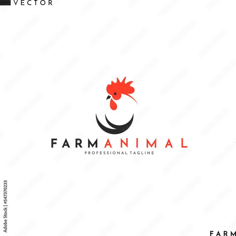 Abstract cock logo. Farm animal