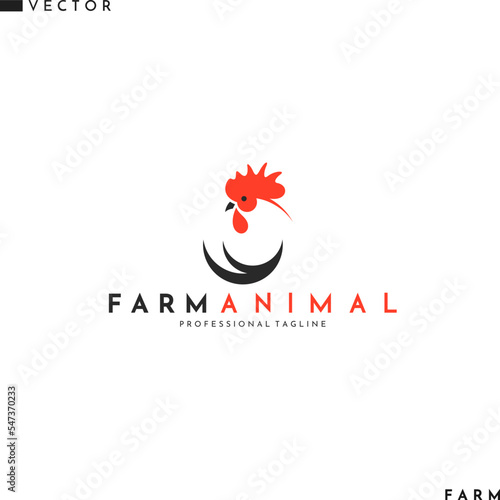 Abstract cock logo. Farm animal