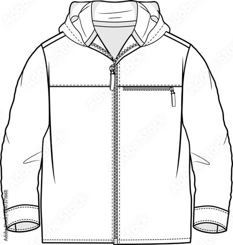 KID BOY WEAR SHIRT PLUS JACKET SHACKET WITH HOOD ILLUSTRATION FASHION FLAT VECTOR