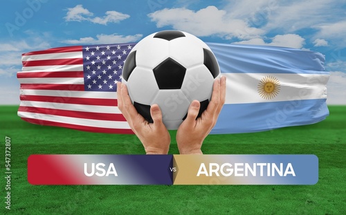 USA vs Argentina national teams soccer football match competition concept.